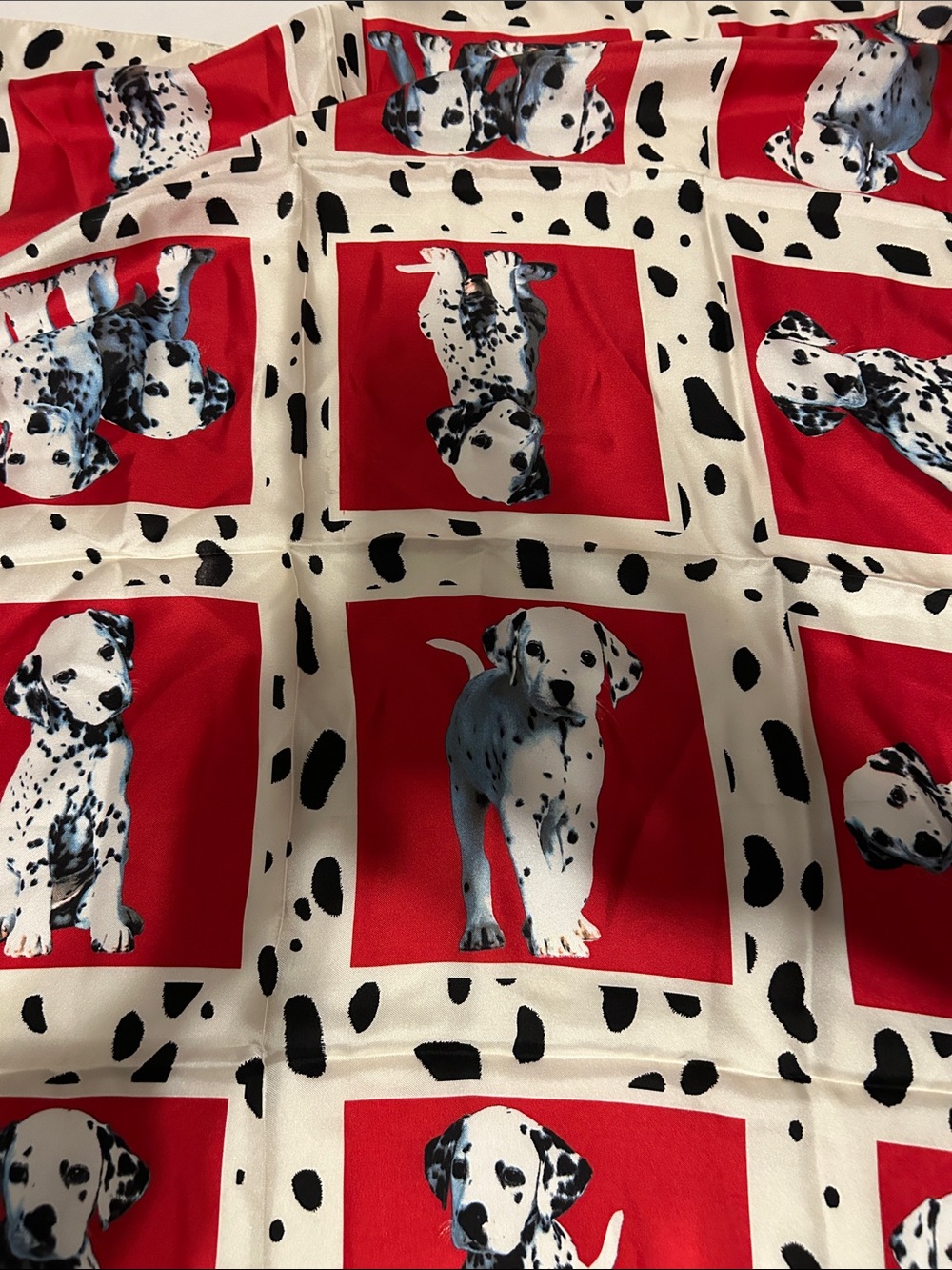 Vintage ECHO Dalmatian Collector’s Silk Scarf - Red, Black & White